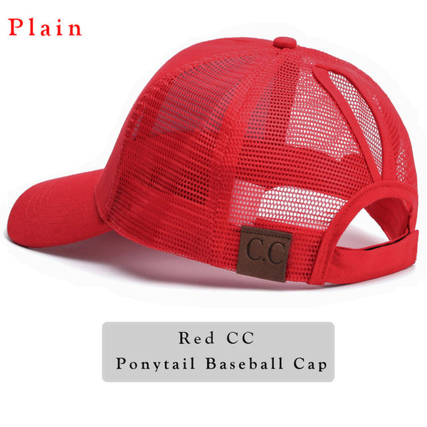 Glitter Ponytail Baseball Cap Women Snap-back Hat Summer Messy Bun Mesh Hats Casual Adjustable Sport Caps