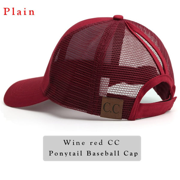 Glitter Ponytail Baseball Cap Women Snap-back Hat Summer Messy Bun Mesh Hats Casual Adjustable Sport Caps