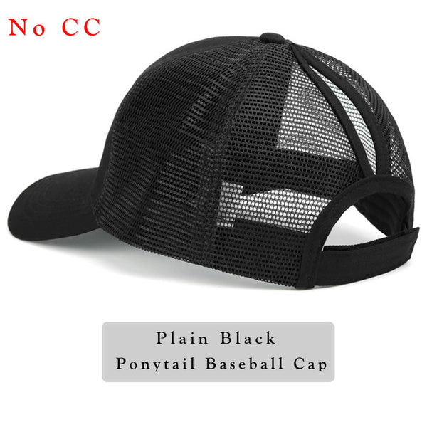 Glitter Ponytail Baseball Cap Women Snap-back Hat Summer Messy Bun Mesh Hats Casual Adjustable Sport Caps