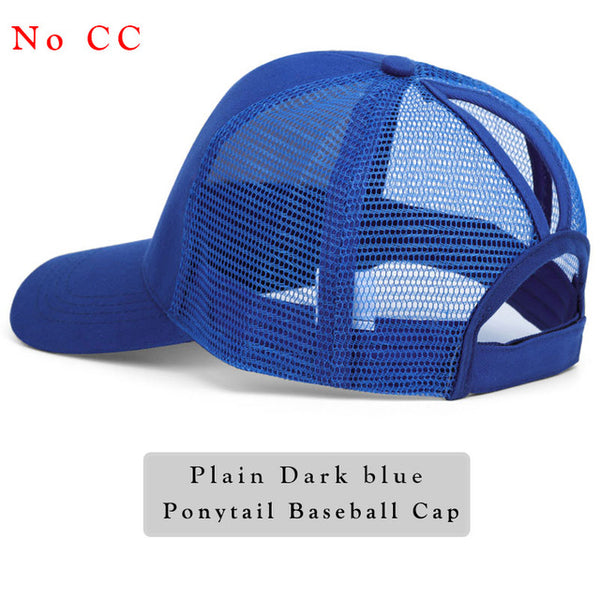 Glitter Ponytail Baseball Cap Women Snap-back Hat Summer Messy Bun Mesh Hats Casual Adjustable Sport Caps