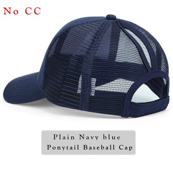 Glitter Ponytail Baseball Cap Women Snap-back Hat Summer Messy Bun Mesh Hats Casual Adjustable Sport Caps