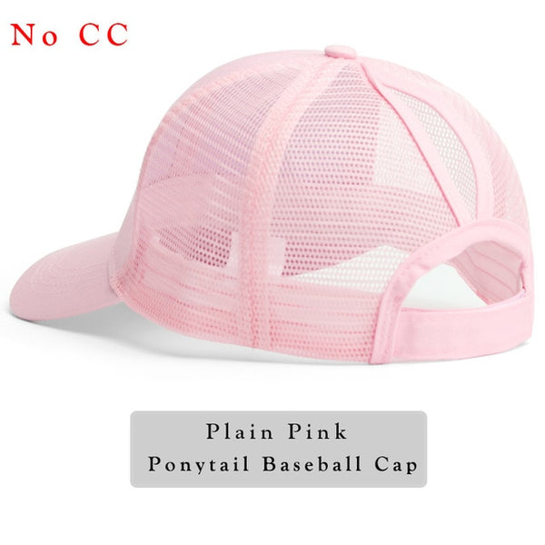 Glitter Ponytail Baseball Cap Women Snap-back Hat Summer Messy Bun Mesh Hats Casual Adjustable Sport Caps