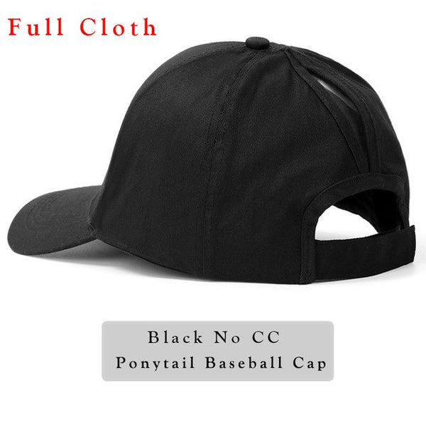 Glitter Ponytail Baseball Cap Women Snap-back Hat Summer Messy Bun Mesh Hats Casual Adjustable Sport Caps