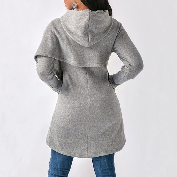 Women Long Sleeve Faith Embroidery Warm Hooded Pullover Casual Female Sweatshirt Hoodie
