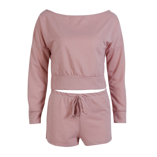 Women Sweater Crop Top 2 Piece Set