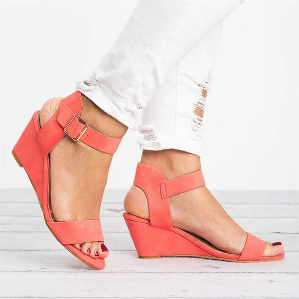 Women Casual Buckle Strap Roman Gladiator Sandals Wedges