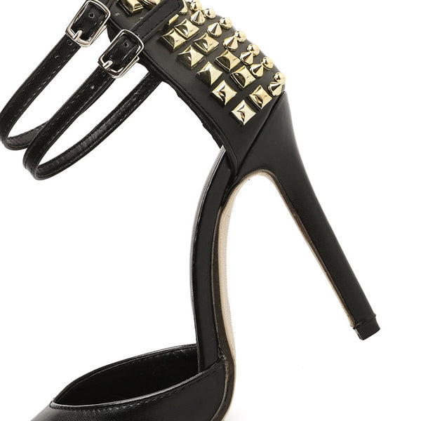 Sexy Rivet Decoration Pointed Toe Thin Heels Women Pumps Shoes