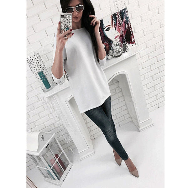 Womens Backless Loose Long Sleeve Cotton Casual Shirt Top Blouse