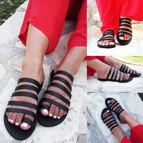 Women's Casual Flat Heel Strap Roman Slipper Sandals