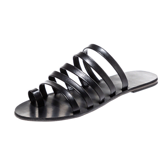 Women's Casual Flat Heel Strap Roman Slipper Sandals