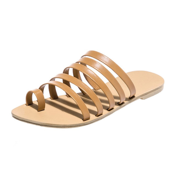 Women's Casual Flat Heel Strap Roman Slipper Sandals