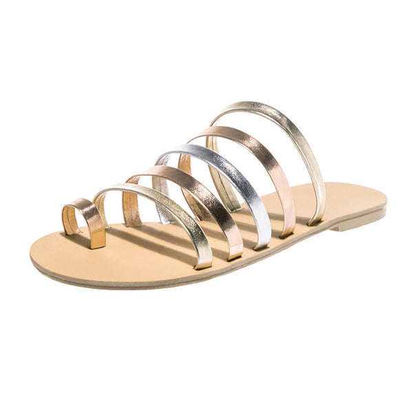 Women's Casual Flat Heel Strap Roman Slipper Sandals
