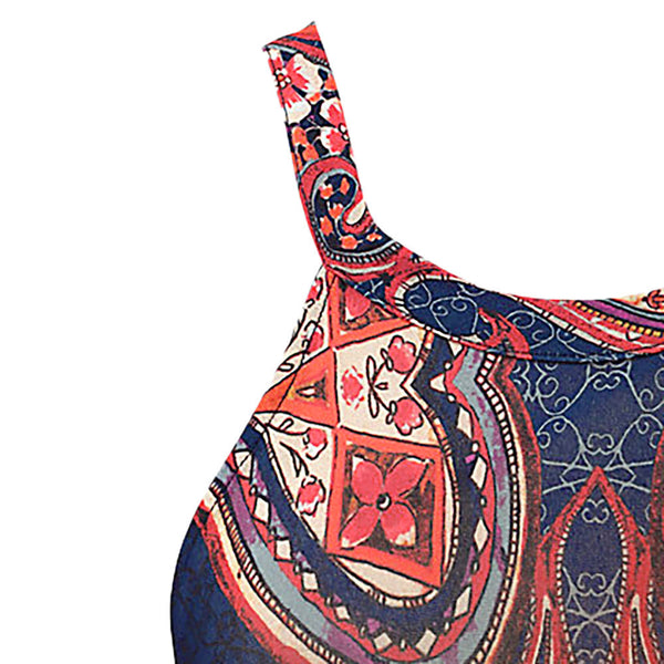Womens Sexy Sleeveless Floral Print Bohemian Mini Dress