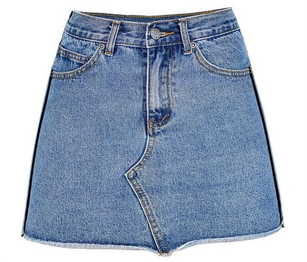Womens Pencil Denim High Waist Ripped Jean Skirt