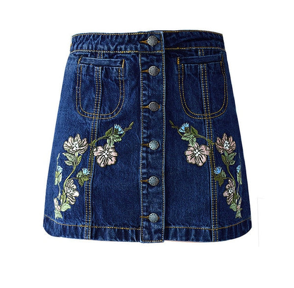 Womens Pencil Denim High Waist Ripped Jean Skirt