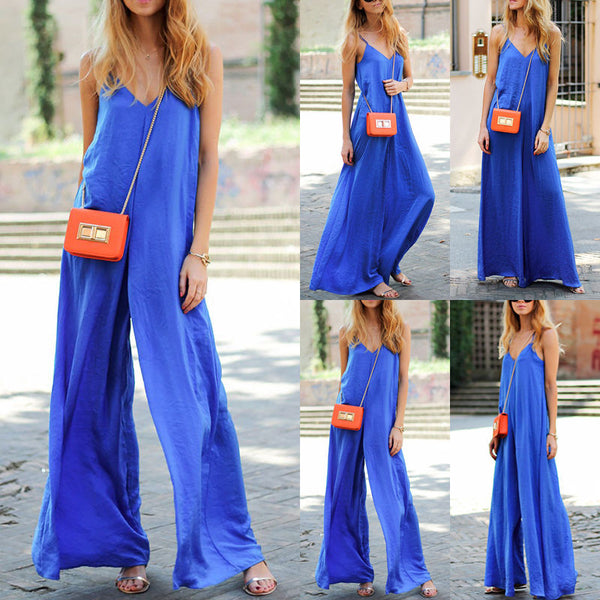 Women Linen Casual Sleeveless Loose Jumpsuit
