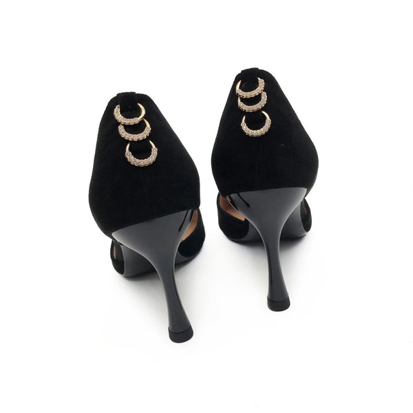 Pointed Toe Slip On Faux Suede Basic Pump Heels