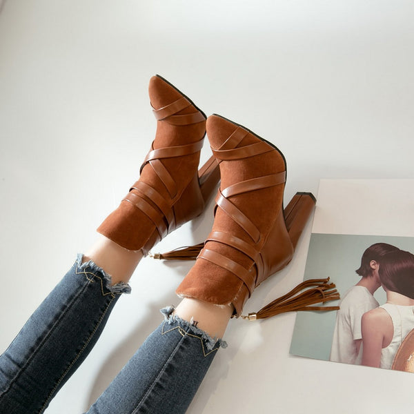 Tassel High Heel Pointed Toe Boots