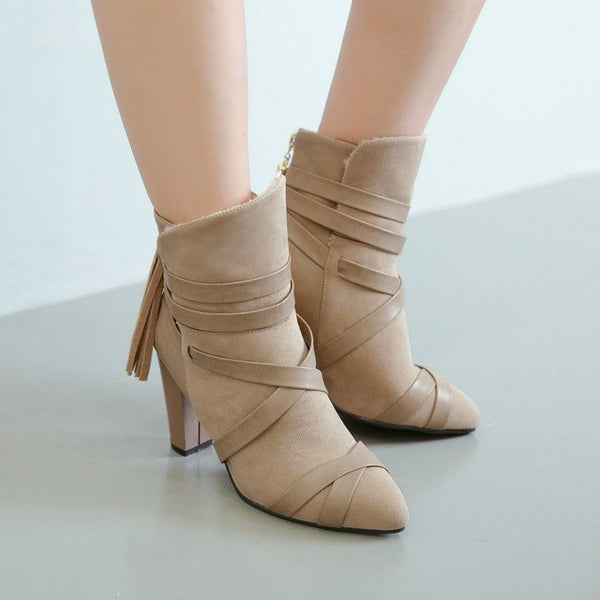 Tassel High Heel Pointed Toe Boots