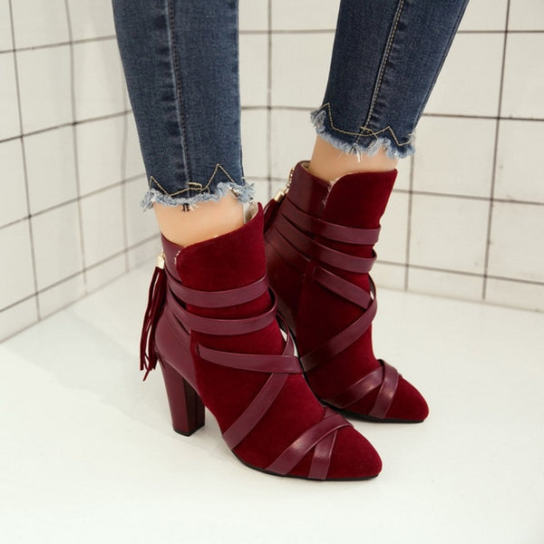 Tassel High Heel Pointed Toe Boots