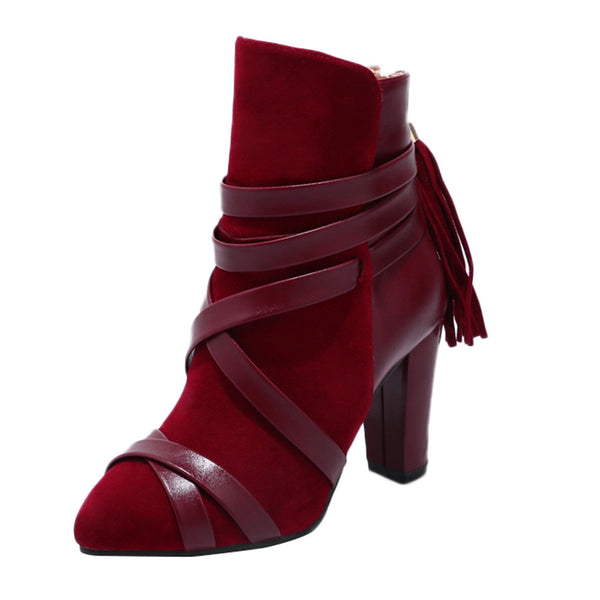 Tassel High Heel Pointed Toe Boots