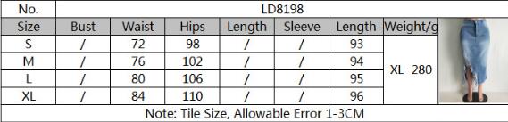 Fashion Long Skirts Women Body-con Denim Jean Skirt
