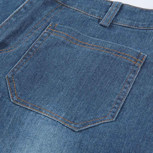 High Waist Denim Pocket Casual Boot Cut Jeans