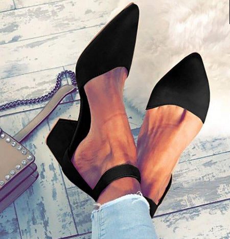 Bandage Ankle Strap Flock Heel Sandal Shoes