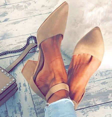 Bandage Ankle Strap Flock Heel Sandal Shoes