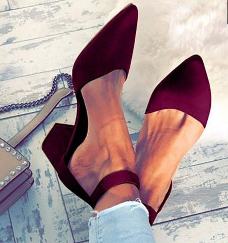 Bandage Ankle Strap Flock Heel Sandal Shoes