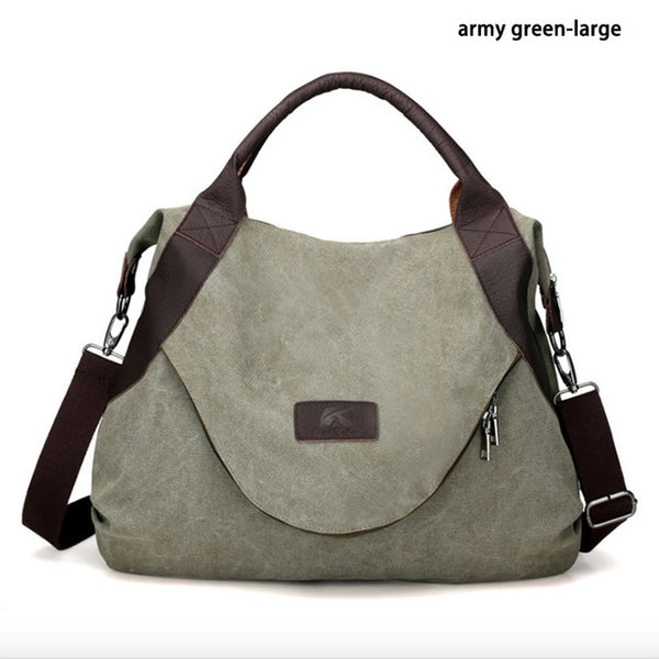 Women's Canvas Large Pocket Casual Shoulder Large Capacity Handbag Tote