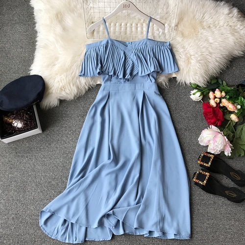 Women Pleated Strapless Party Long Elegant Chiffon Dress