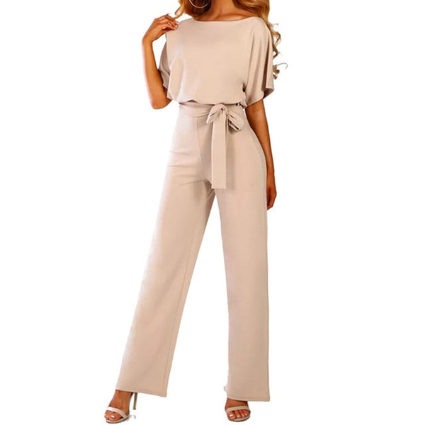 Sexy Loose Solid Long Lace Up Sashes Jumpsuit Rompers