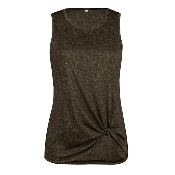 Women Casual Sleeveless Twisted Blouse Shirts