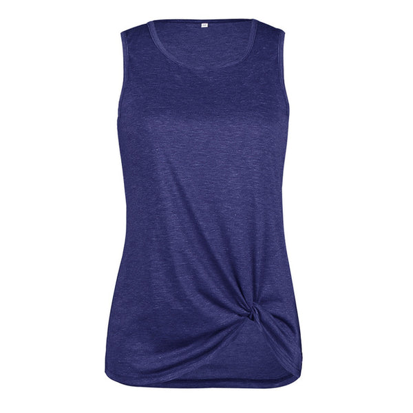 Women Casual Sleeveless Twisted Blouse Shirts