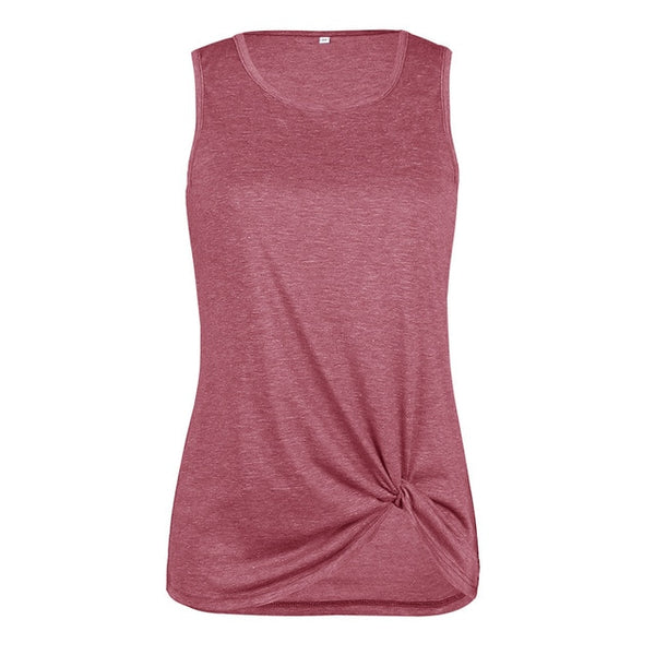 Women Casual Sleeveless Twisted Blouse Shirts