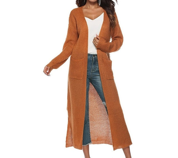 Women Autumn Split Slim Cardigan Long Sleeve Loose Cardigan Women Sweaters