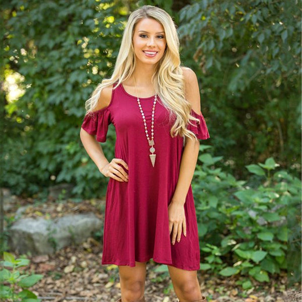 Women Short Knee-Length  O-Neck  Spring Summer Sexy Dress