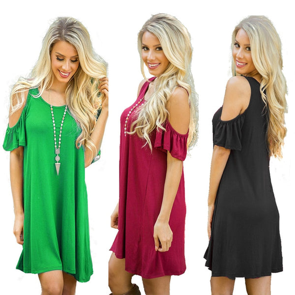 Women Short Knee-Length  O-Neck  Spring Summer Sexy Dress
