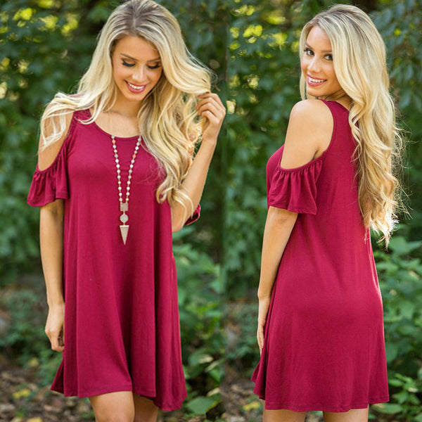 Women Short Knee-Length  O-Neck  Spring Summer Sexy Dress
