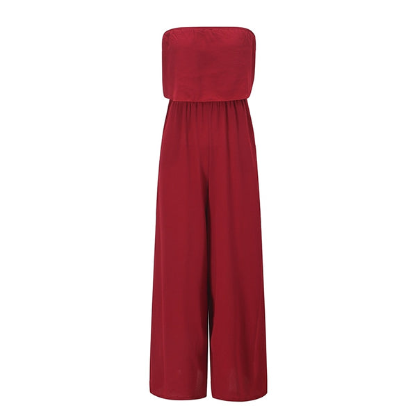 Women Strapless Loose Wide Leg Jumpsuits