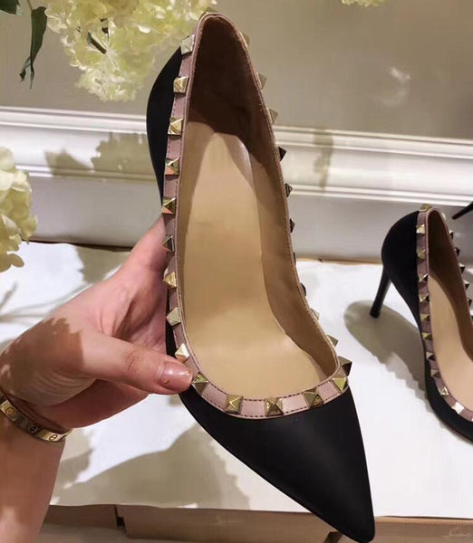 Women Rivet High Heel Stiletto Pump Shoes