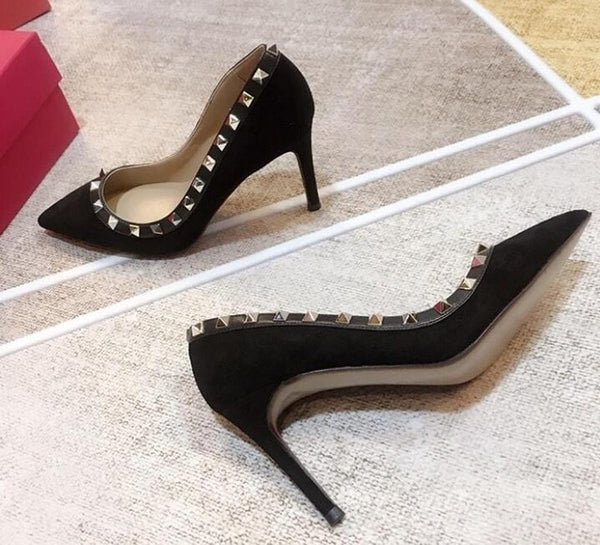 Women Rivet High Heel Stiletto Pump Shoes