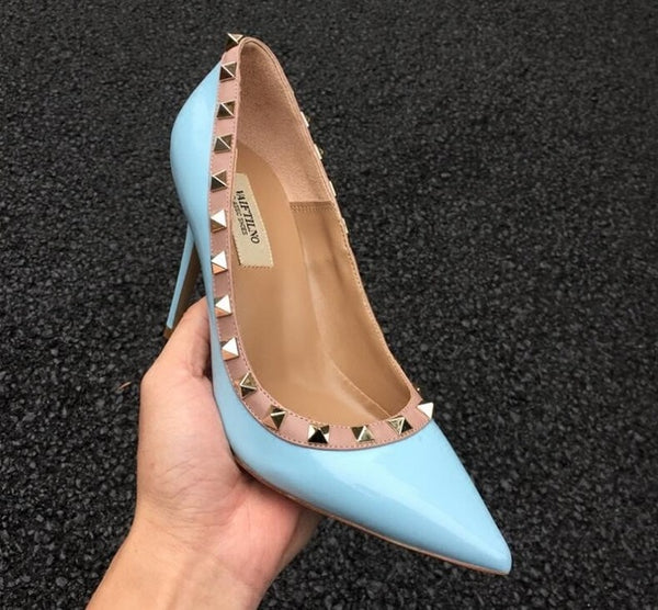 Women Rivet High Heel Stiletto Pump Shoes