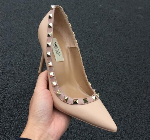 Women Rivet High Heel Stiletto Pump Shoes