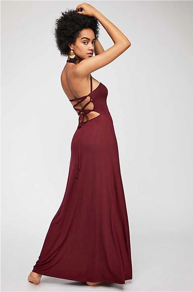 Women Sexy Halter Solid Fit and Flare Backless Cross Strap Sleeveless Women Dresses