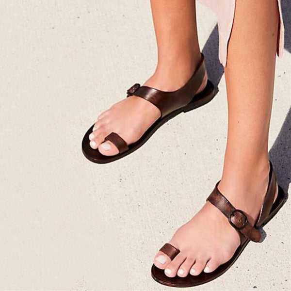 Women Thong Style Flat Buckle Sandal Shoes