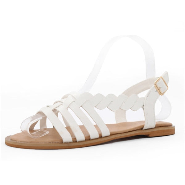 Woman Fashion Bohemian Twist Woven Toe Flat Sandal Shoes
