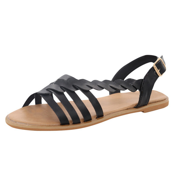 Woman Fashion Bohemian Twist Woven Toe Flat Sandal Shoes