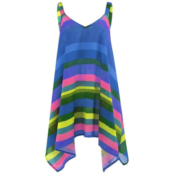 Women Tunic Rainbow Striped Cami Blouses